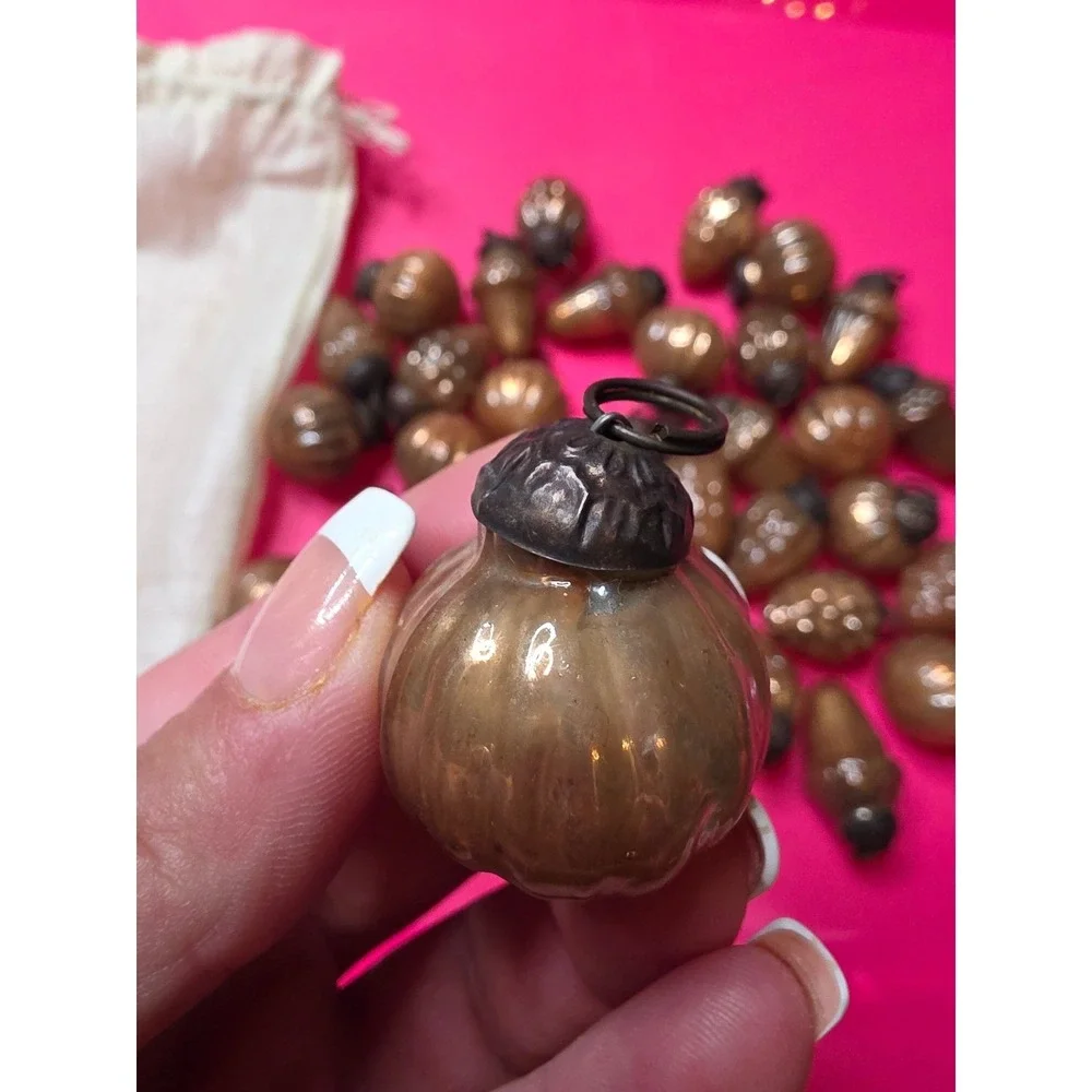 Creative Co-op 36 Piece 1 Inch Amber Mercury Glass Mini Ornaments‎ XM7406 New